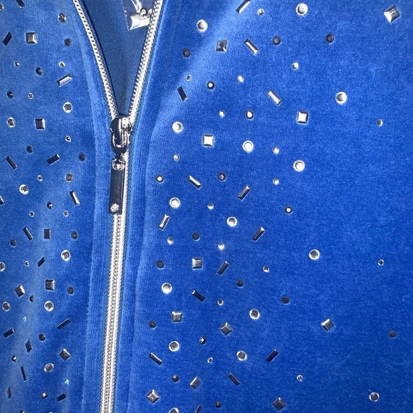 Draper's & Damon's Athleisure Track suit set Blue Velour Soft 3X Jacket 1X Pant - Picture 6 of 15